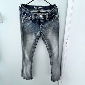 Ariya Low Rise Boot cut distressed Jeans Sz 9-10